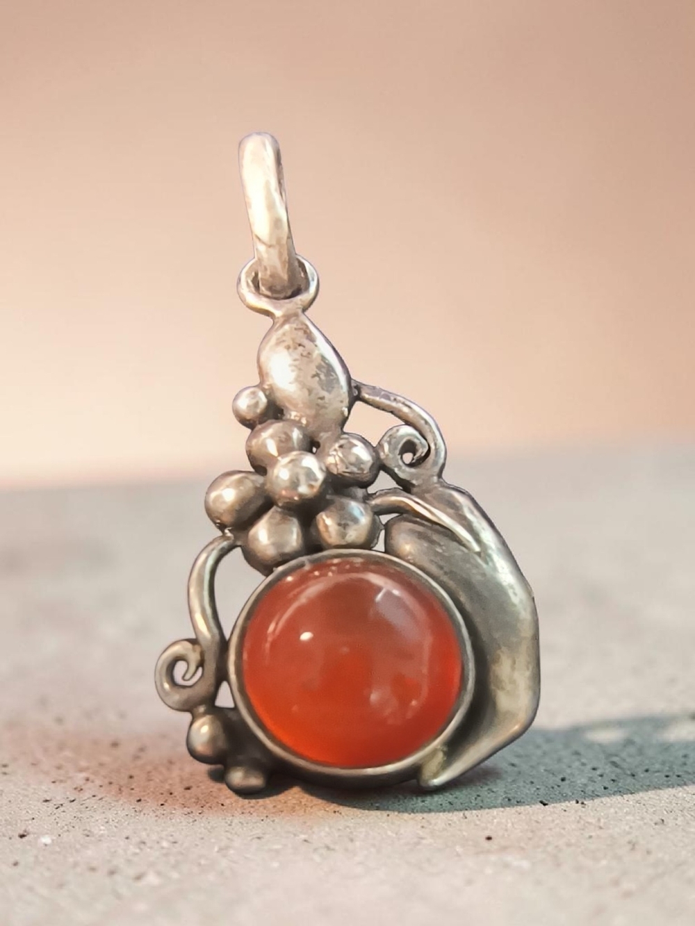 Boma Genuine Amber & Sterling Silver  Pendant - Vintage-Inspired Women’s Jewelry